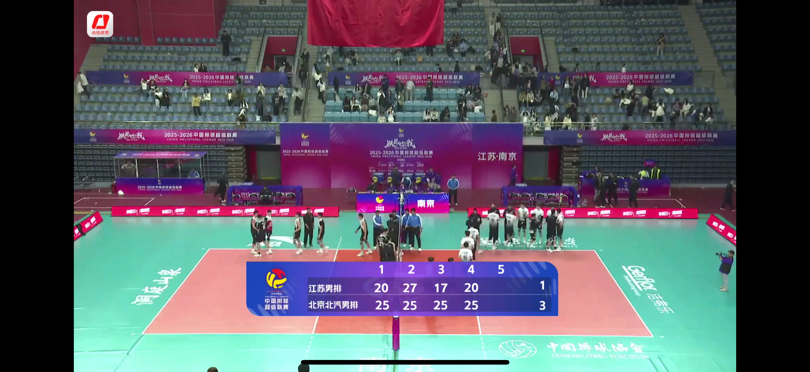 2025-2026中国男排超级联赛 男排联赛七八名排位赛首回合较量：北京男排客场