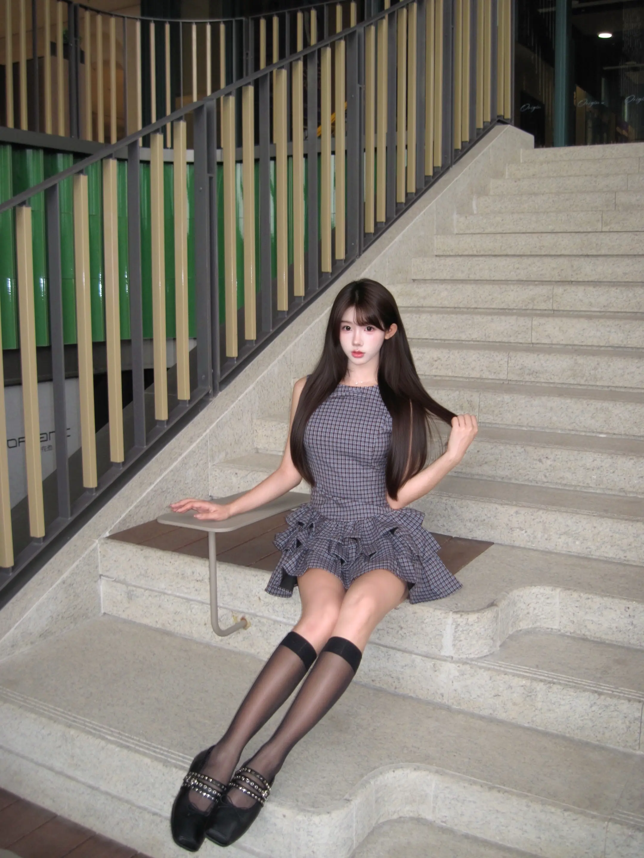 🫐。韩味很重的格子蛋糕裙 蓝莓🫐配色hin夏日的赶脚