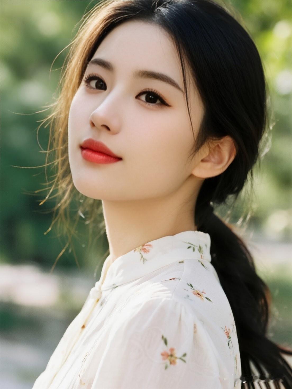 温柔甜美的少女，阳光下的清新自然。一股温柔娴静的画面栩栩如生。温柔甜美少女