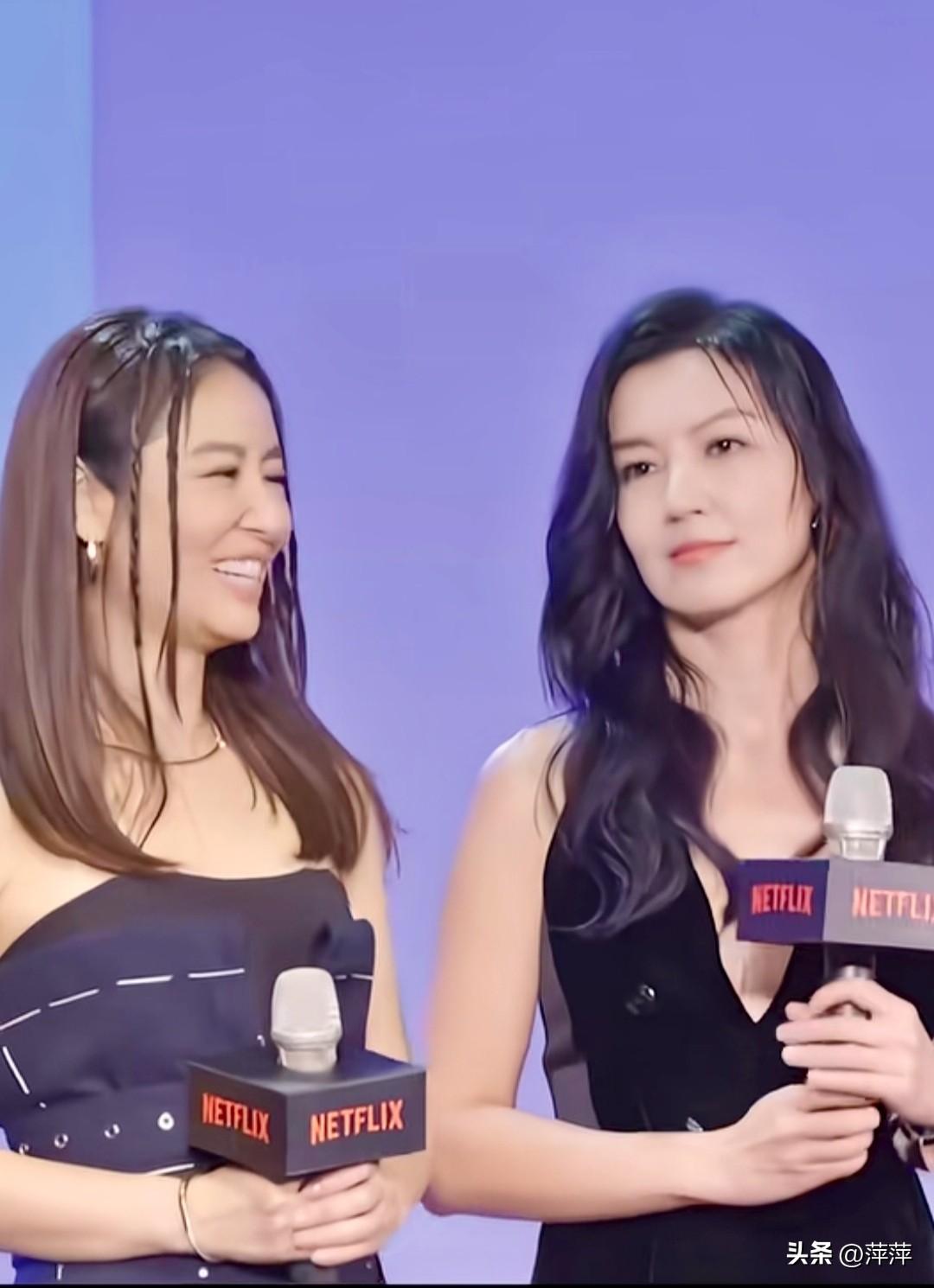 林心如与林熙蕾现身Netflix台剧《此时此刻》记者会，相识二十余年的闺蜜首度合