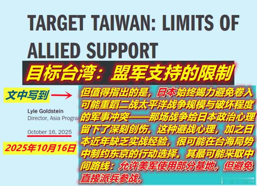 图1：据美智库10月份这篇报告中的观点，即在台海冲突中日本只给美军提供基地，而不