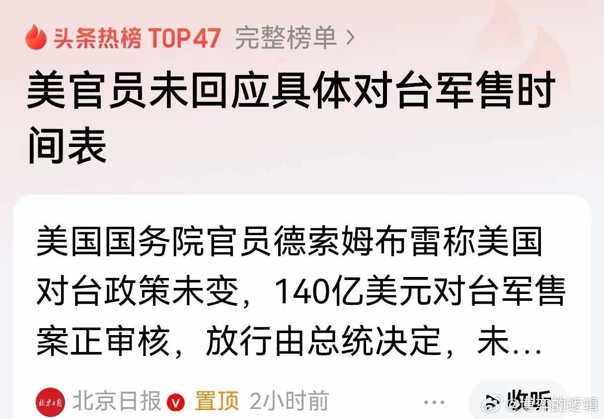 秦安：美官员回应对台军售时间表，中国需建立对等反制的行动安排，对伊朗和俄罗斯军售