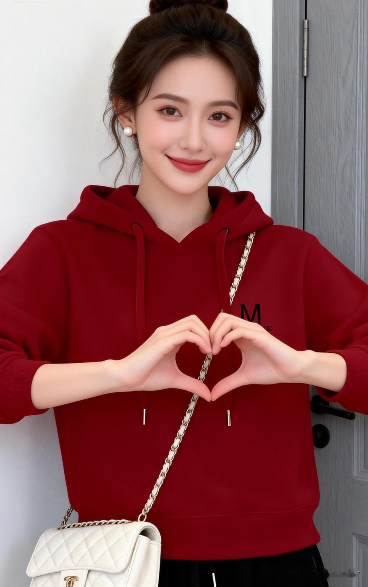 元气满满的一天，从红色卫衣开始！💕
