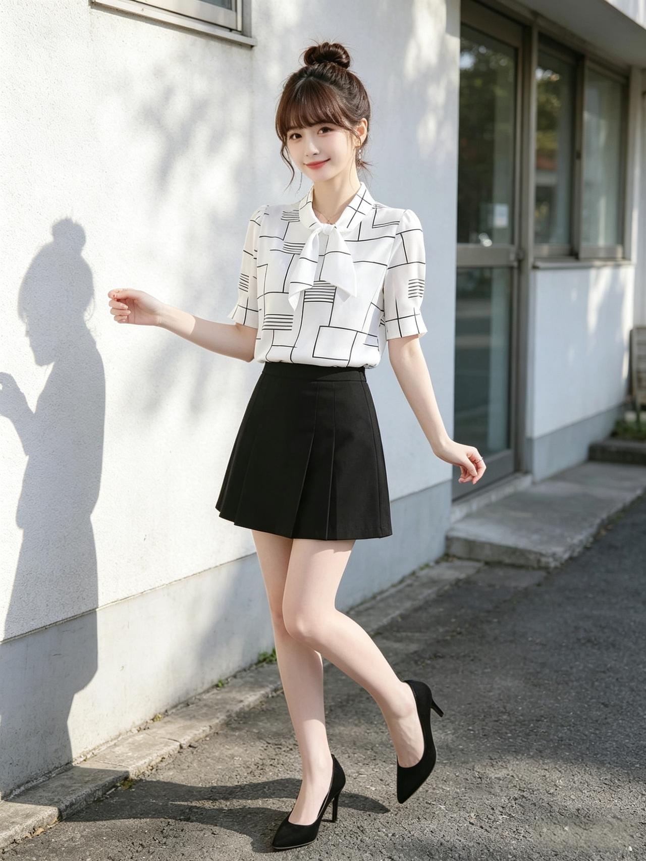 优雅白领风，黑白撞色穿搭，简约不失时尚！