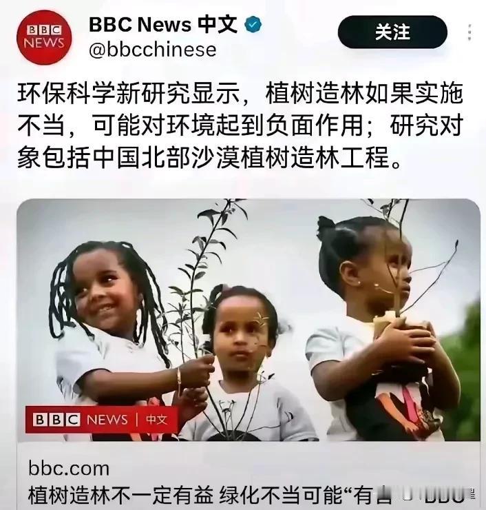 英国广播公司称，中国北部沙漠植树造林工程，可能对环境起到负面作用。近日中国的塔克
