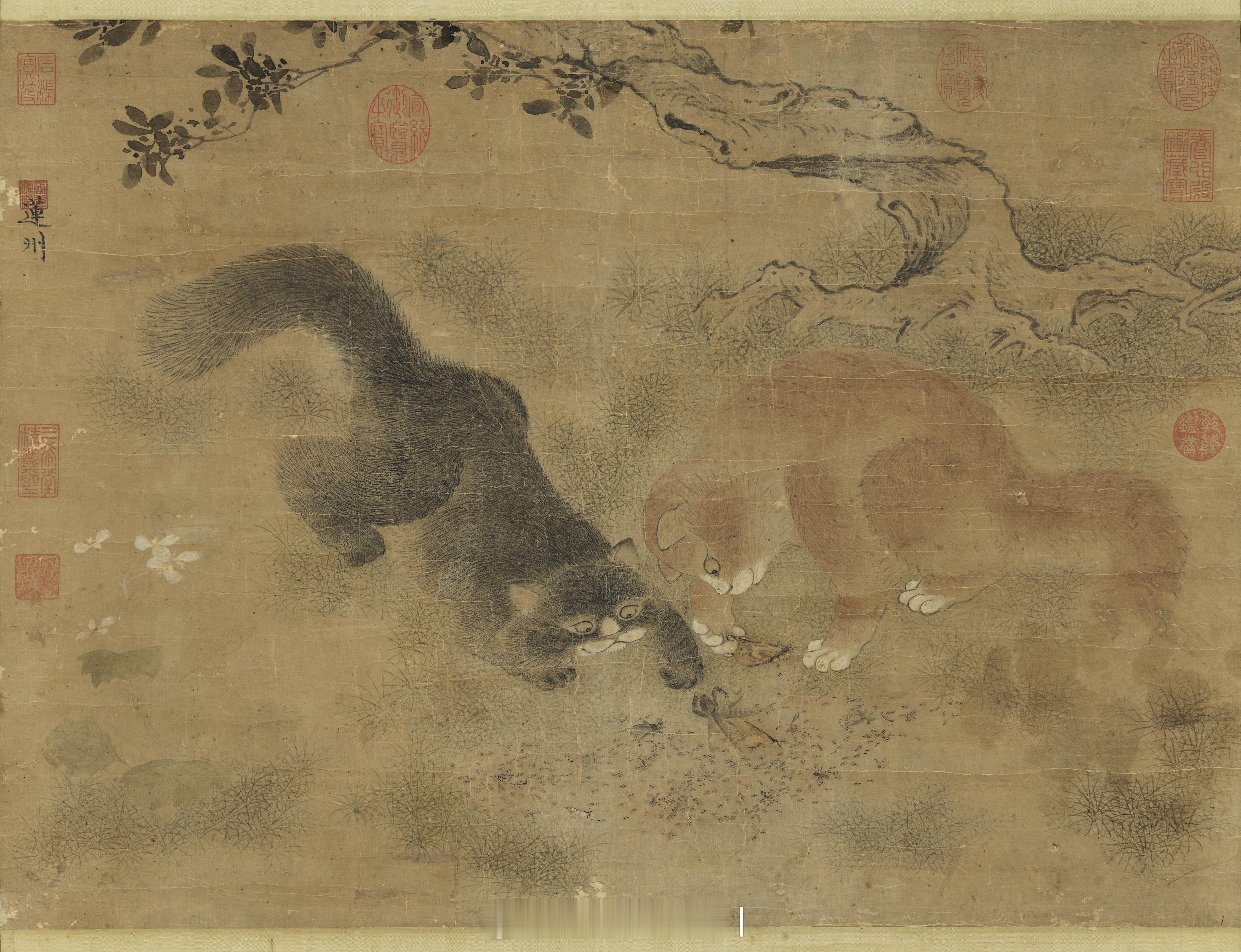 明 商喜 戏猫图　轴商喜（约十五世纪中期），濮阳人，字惟吉。宣德间，授锦衣卫指挥