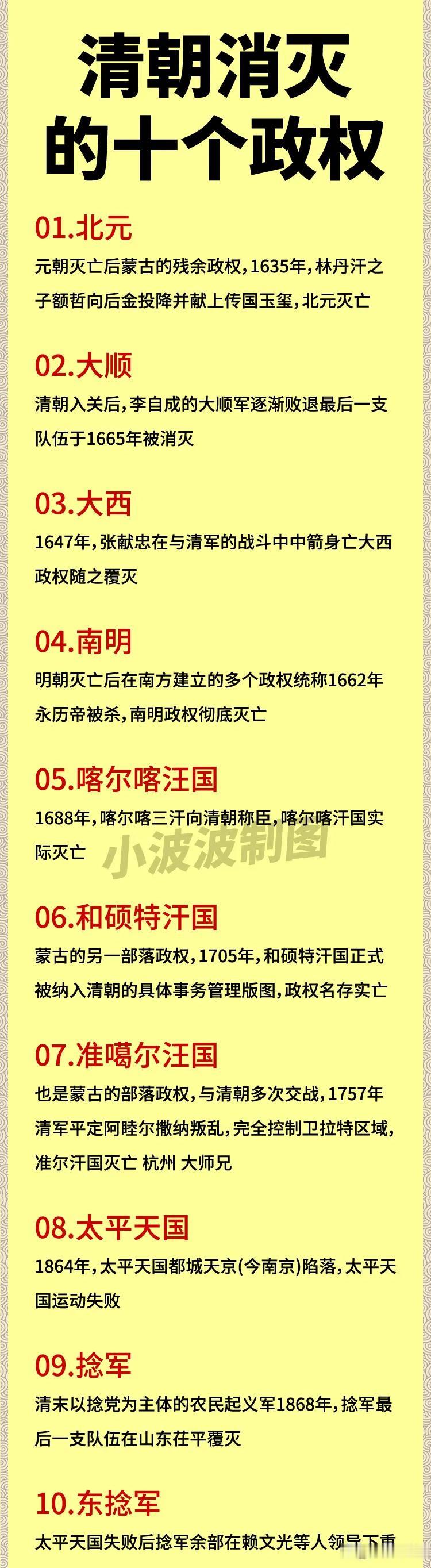 清朝消灭的十个政权，见证王朝扩张轨迹
 
在历史的长河中，清朝从入关到走向巅峰，