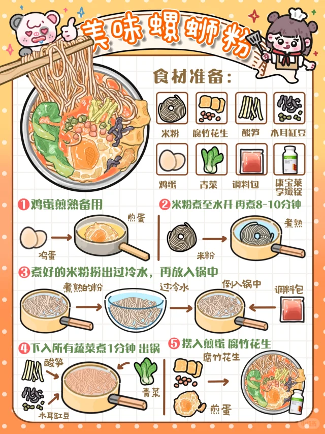 手绘食谱🍜｜又臭又香🤤嗦粉超快乐‼️太过瘾