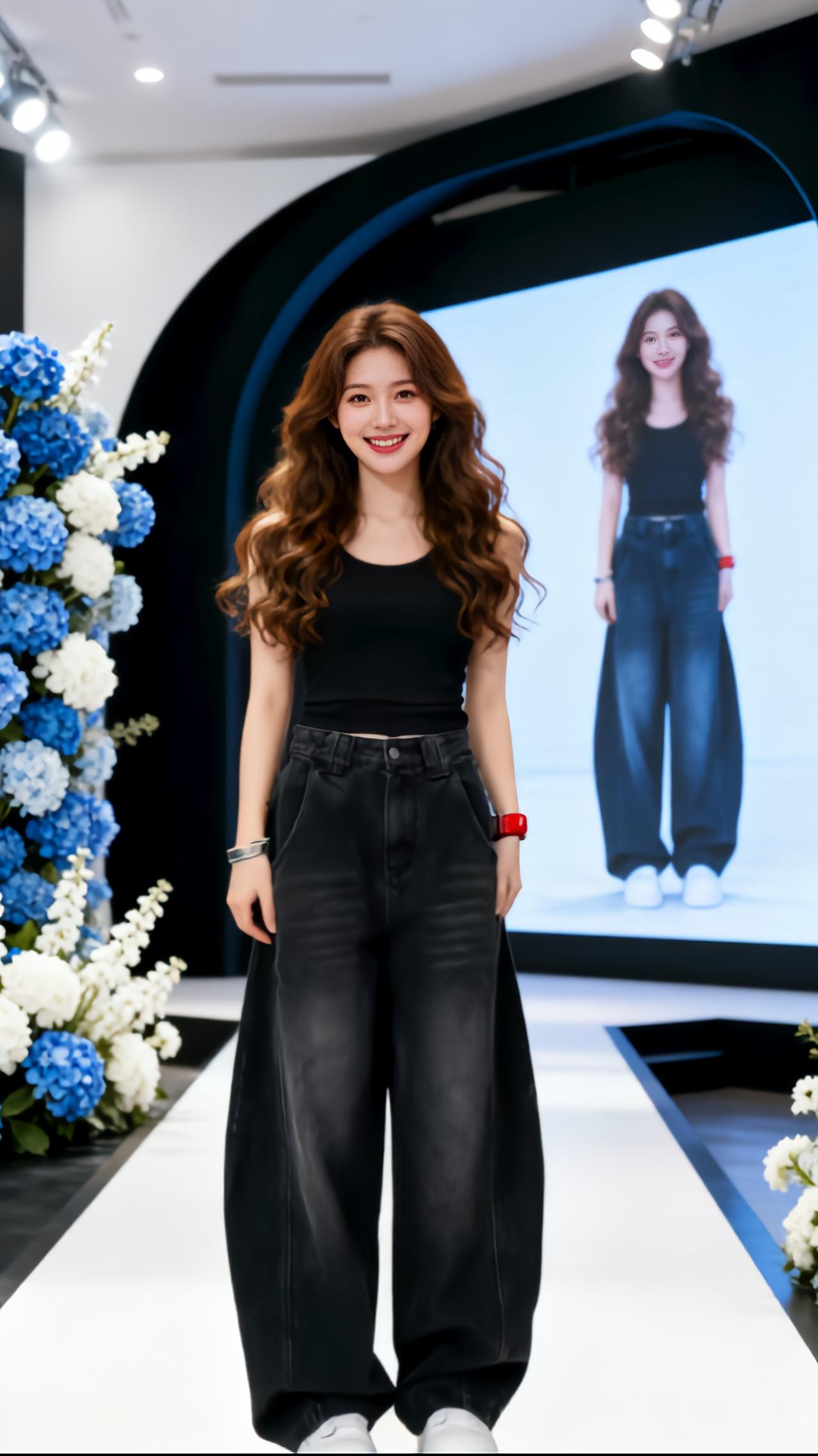 牛仔裤穿搭 舞台ootd 秀场 直筒显瘦秀场同款长裤 时尚穿搭分享