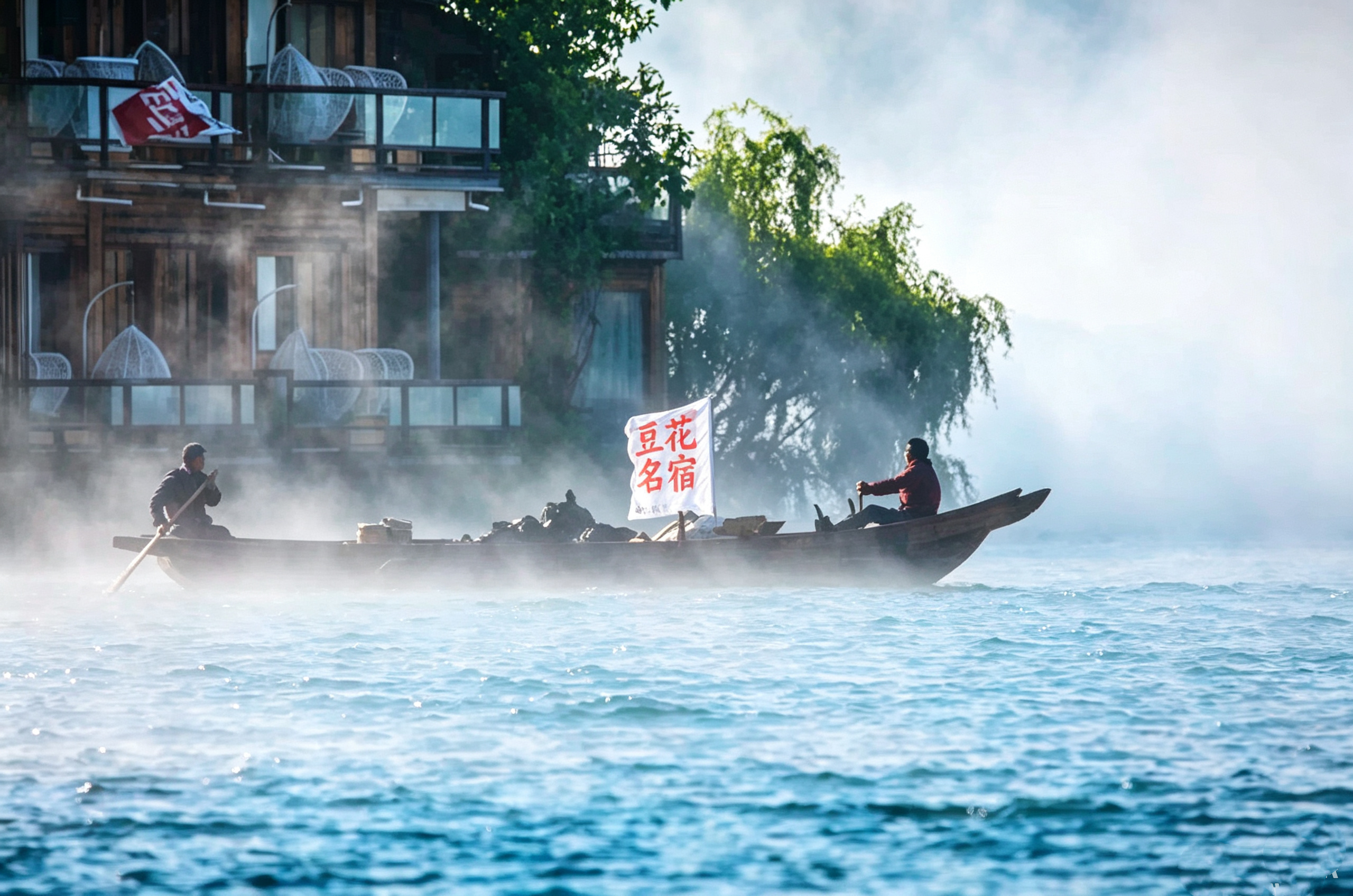 云南的风景美到无需滤镜客人说太喜欢这里的景：清晨在泸沽湖醒来，薄雾笼罩整片湖面，