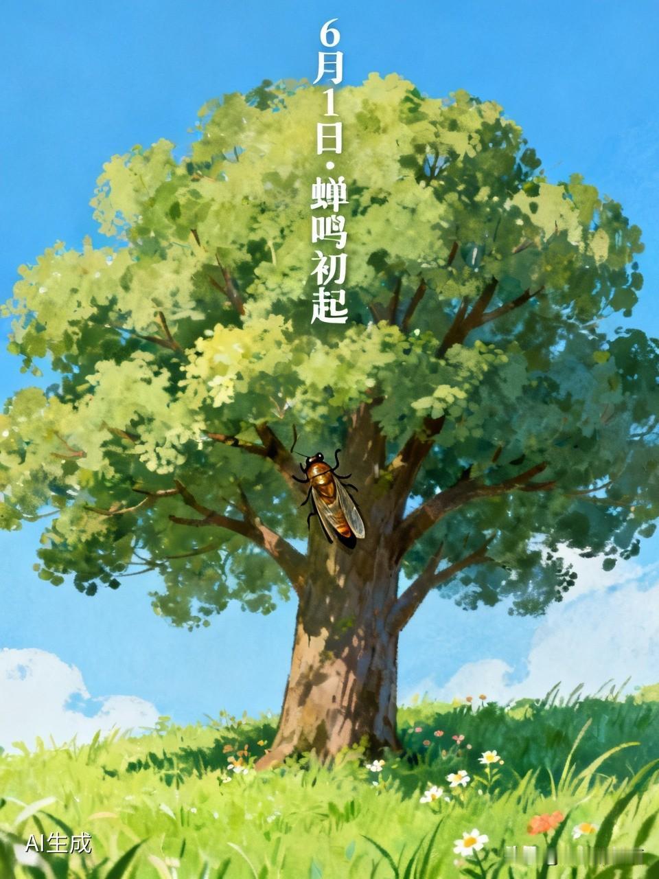 今天是6月1日儿童节，今天走在路上，听到路边的绿化带的树上，有蝉在叫，这是今年听