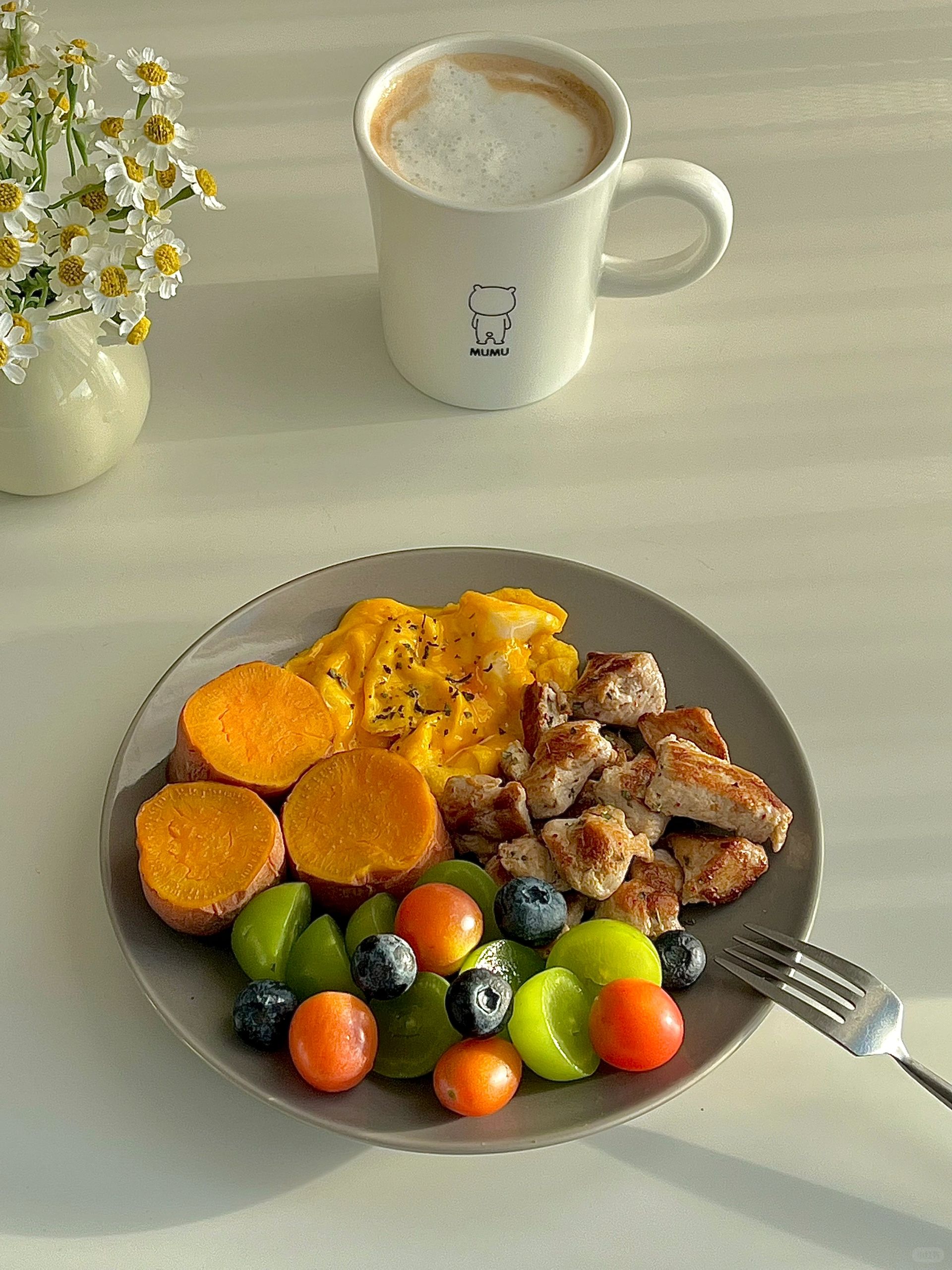 ☀️工作日早餐｜蒸红薯煎鸡胸肉早餐拼盘😋