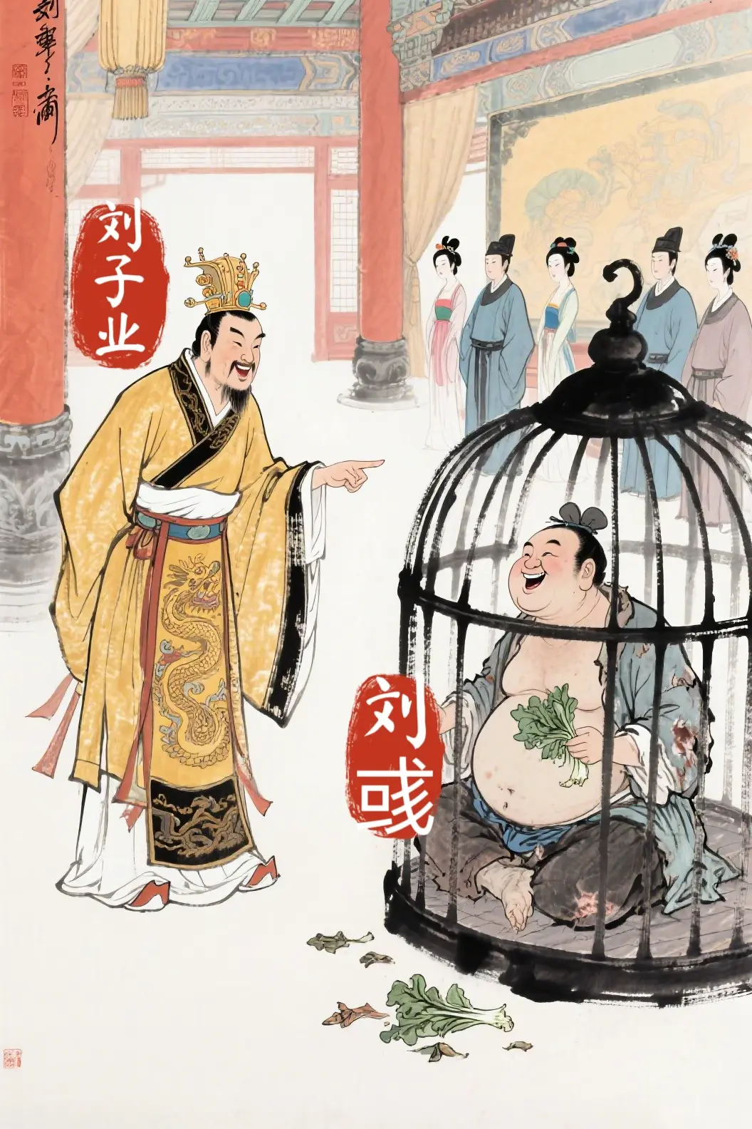 暴政君王刘彧被逼当猪王吃猪食。