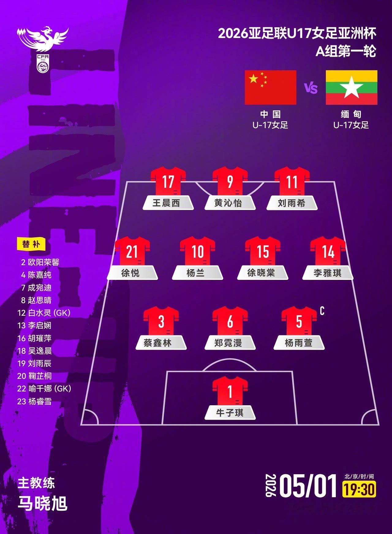 海内存知己，天涯六比零！U17女足亚洲杯小组赛首轮，中国U17女足6-0大胜缅甸