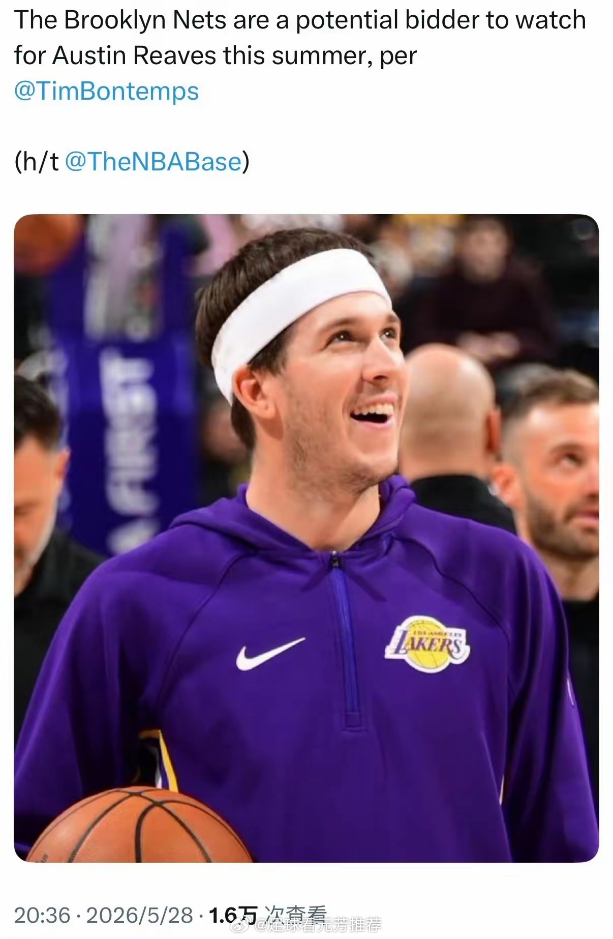 重磅！篮网出手抢里夫斯！ESPN记者爆料，篮网今夏有意签下湖人悍将奥斯汀·里夫斯