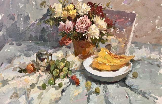 很多人画横构图花卉，真正卡住的地方并不是“花不会画”，而是一张纸横过来以后，空间
