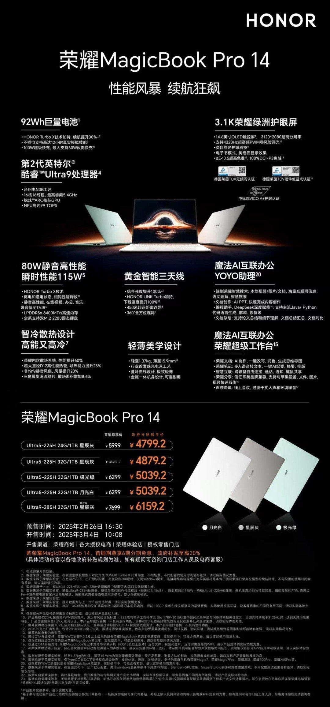 荣耀MagicBook Pro 14的价格还是挺好的而且可以享受国补！4799入