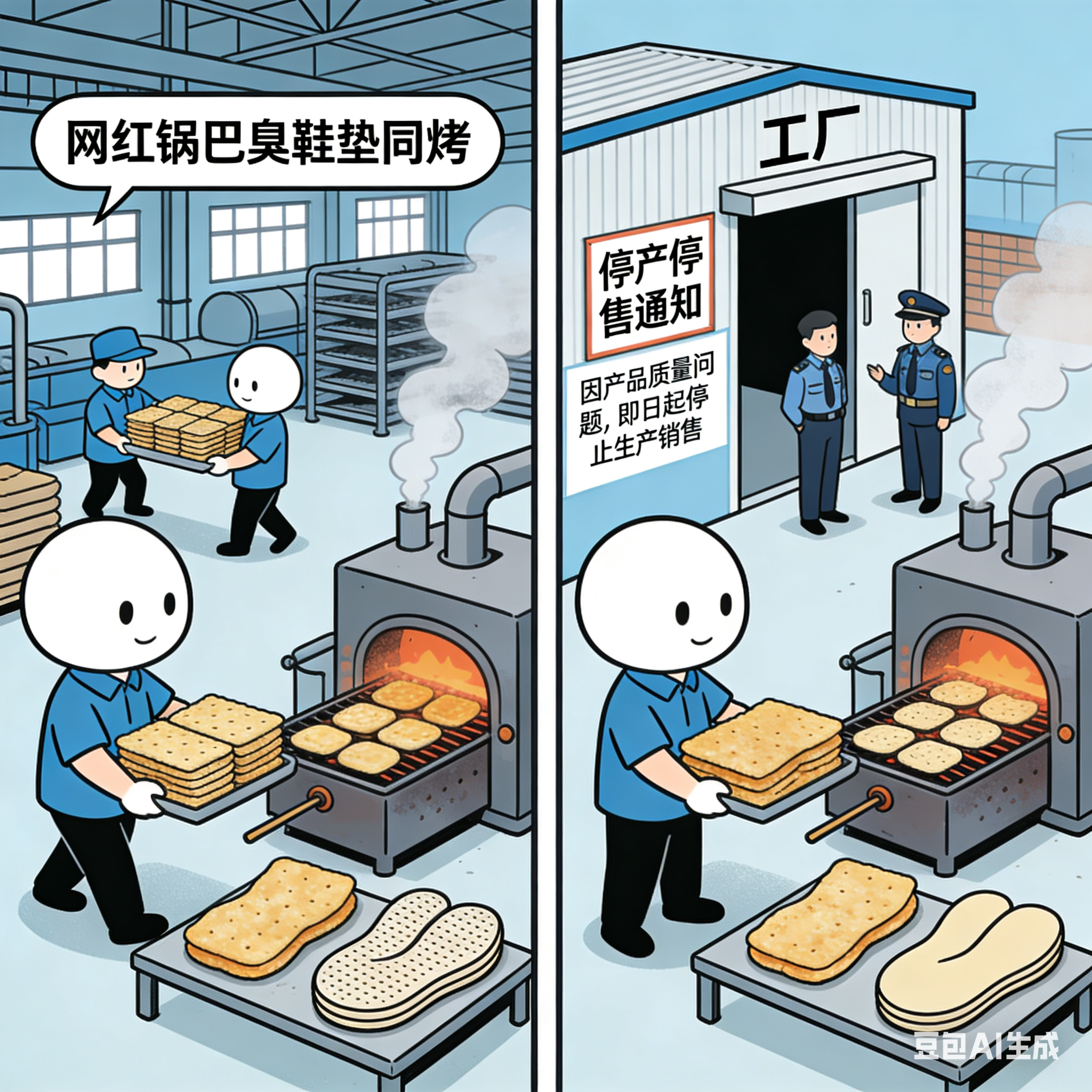 网红锅巴臭鞋垫同烤厂家停产停售 啊？！手套、臭鞋垫都能跟吃的一起烤啊，这是不把购