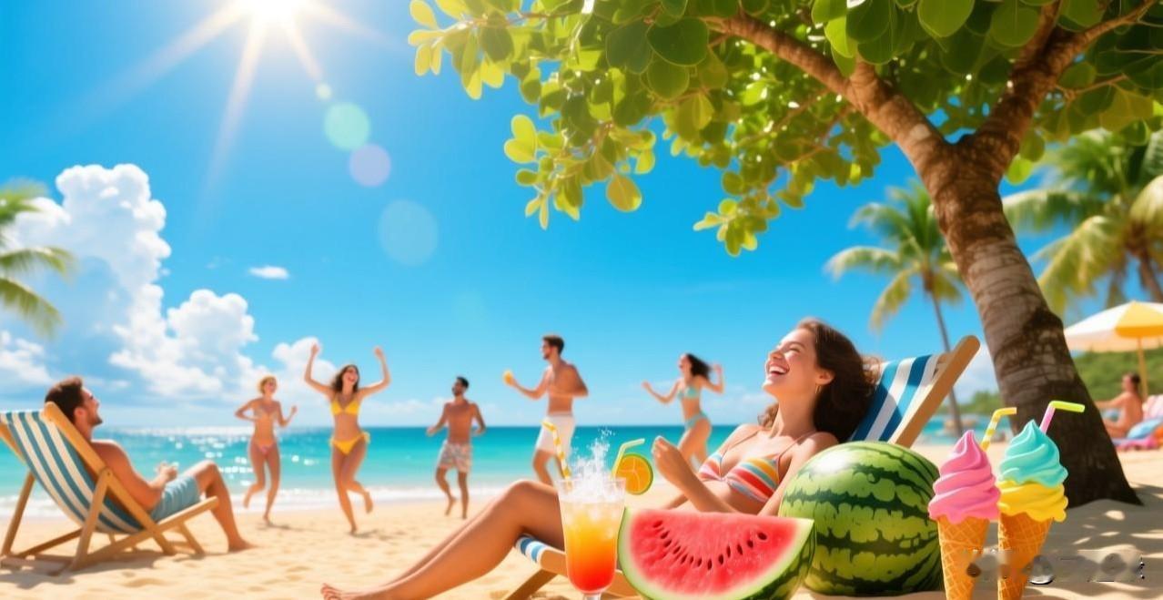 🌞 夏日已至，阳光正好！
这张图片完美展现了夏天的气息：
✨ 阳光明媚，金灿灿