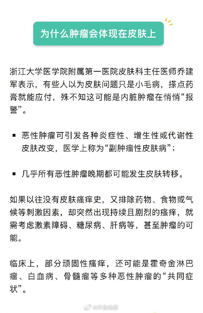 #日常实用大全#【[话筒]警惕！#皮肤6个变化可能是癌症信号#】皮肤不仅是人体最