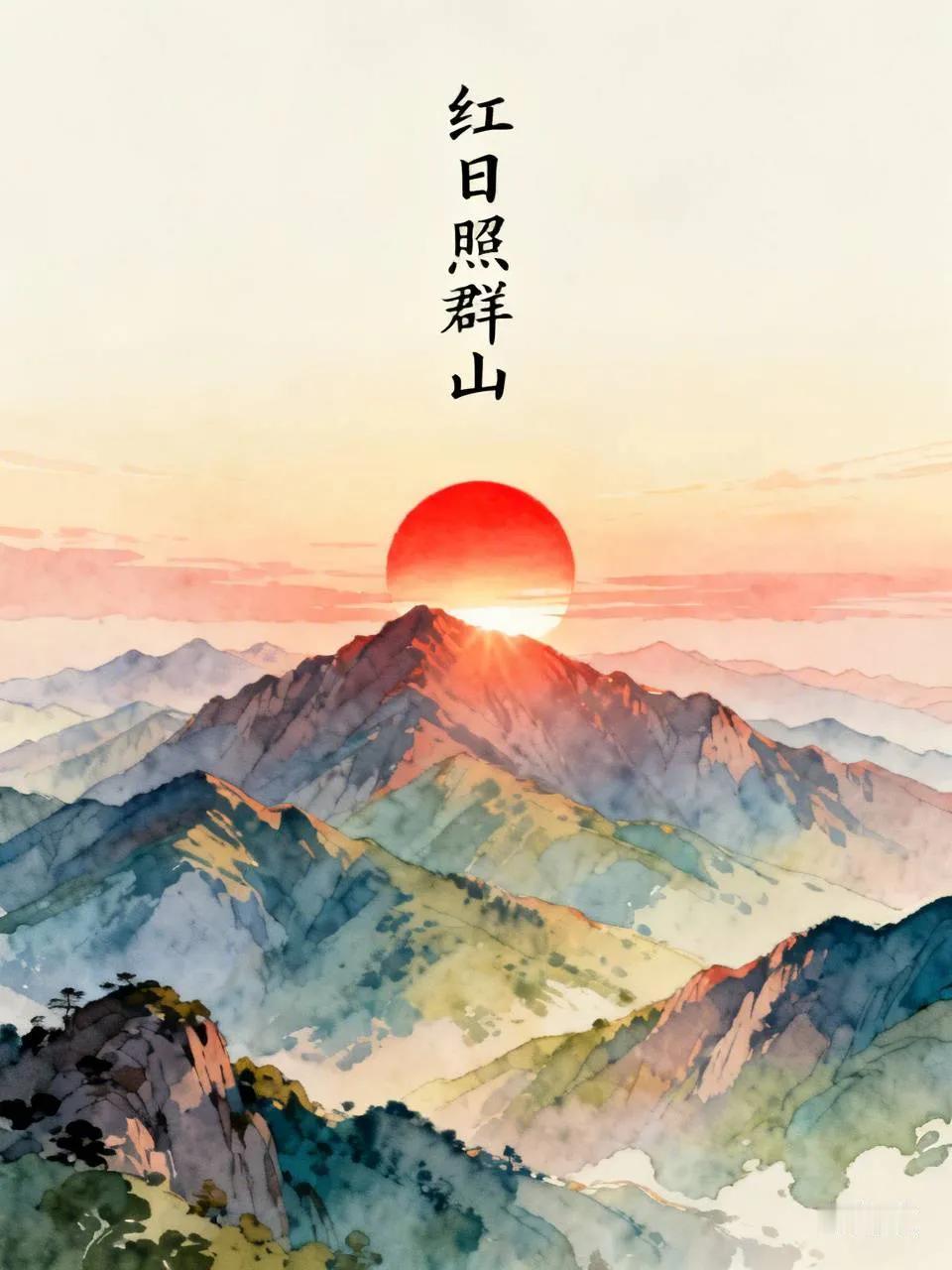 出上：万岭铺霞笼碧树，
对下：千山盖彩秀红花。