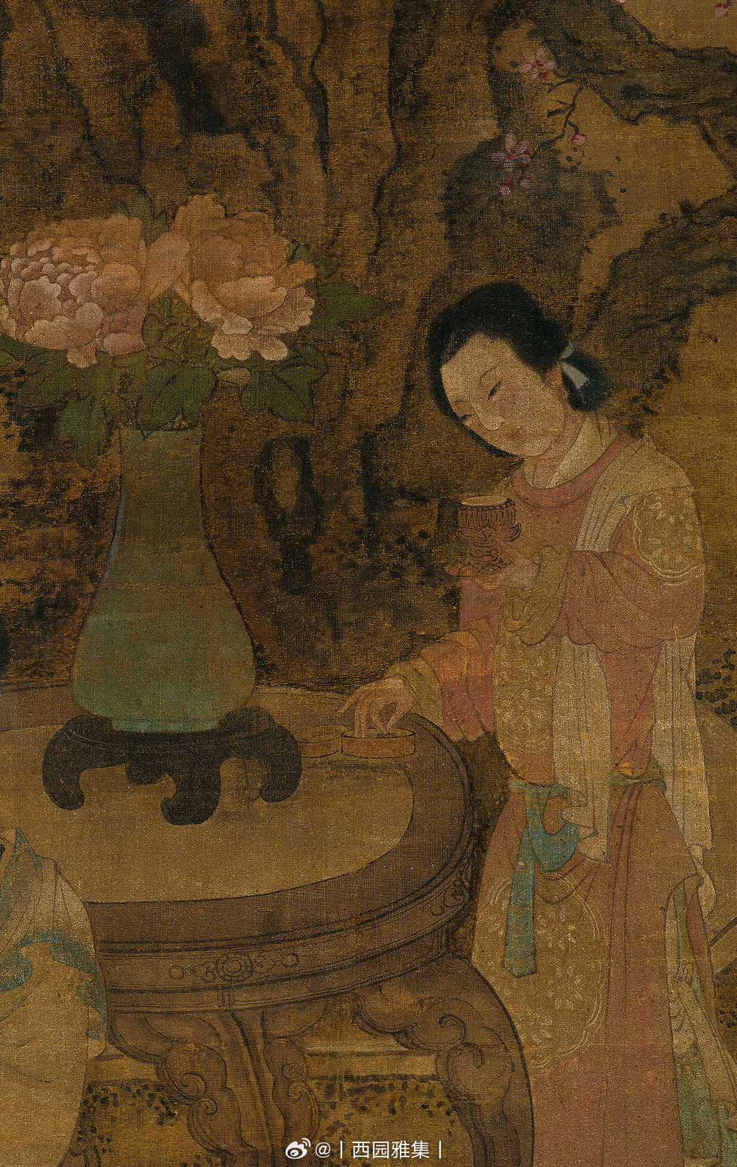 杜堇 调琴焚香图 立轴题签：明杜柽居调琴焚香图妙品。钤印：师古斋题识：杜堇鉴藏印