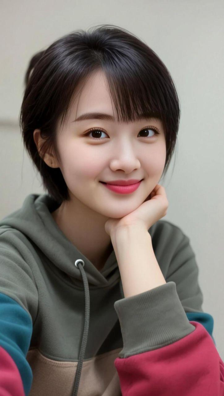 AI短发自拍 抖音ai创作 少女写真