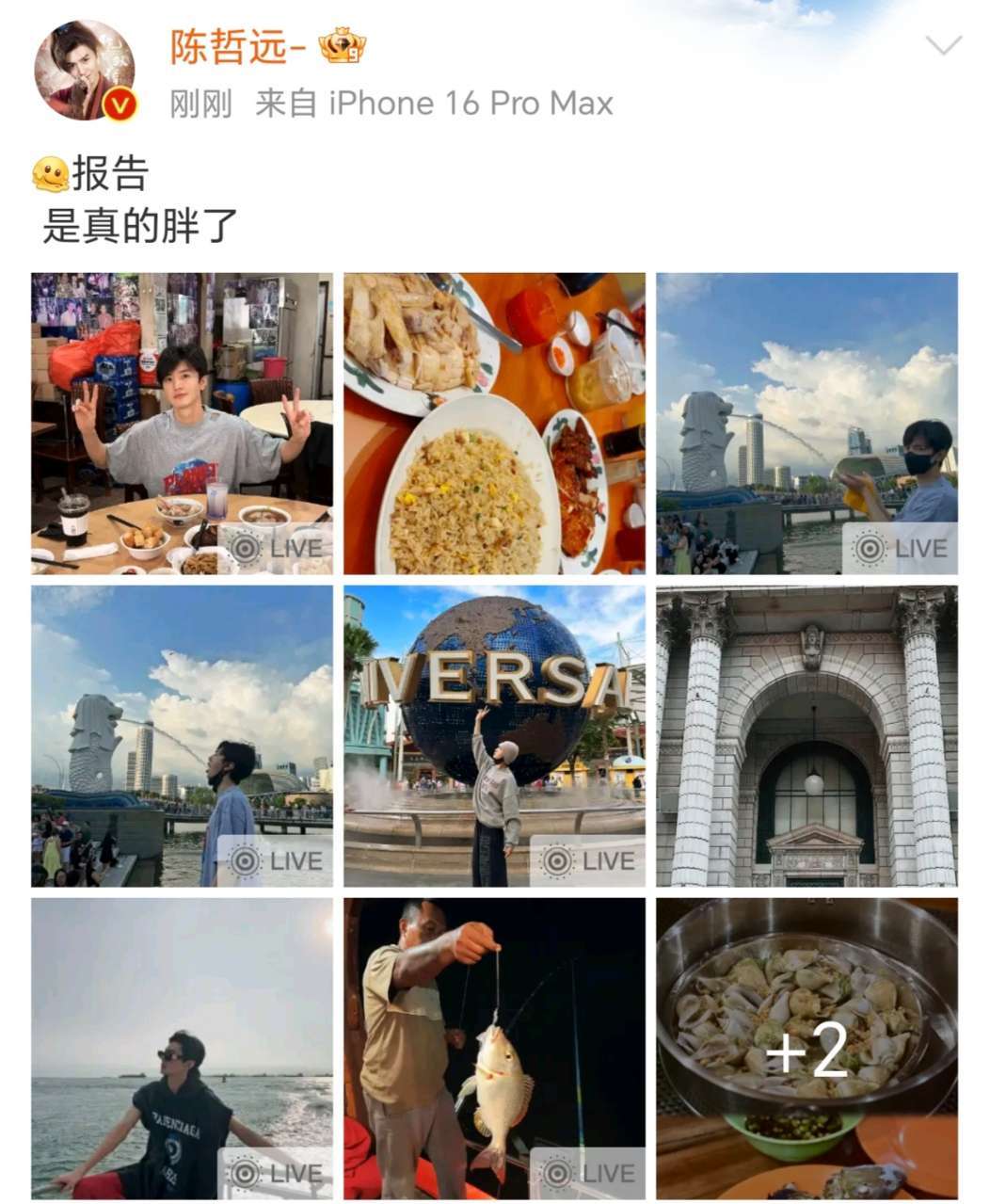 陈哲远假期live 陈哲远分享假期live图，还说自己是真的胖了！ 