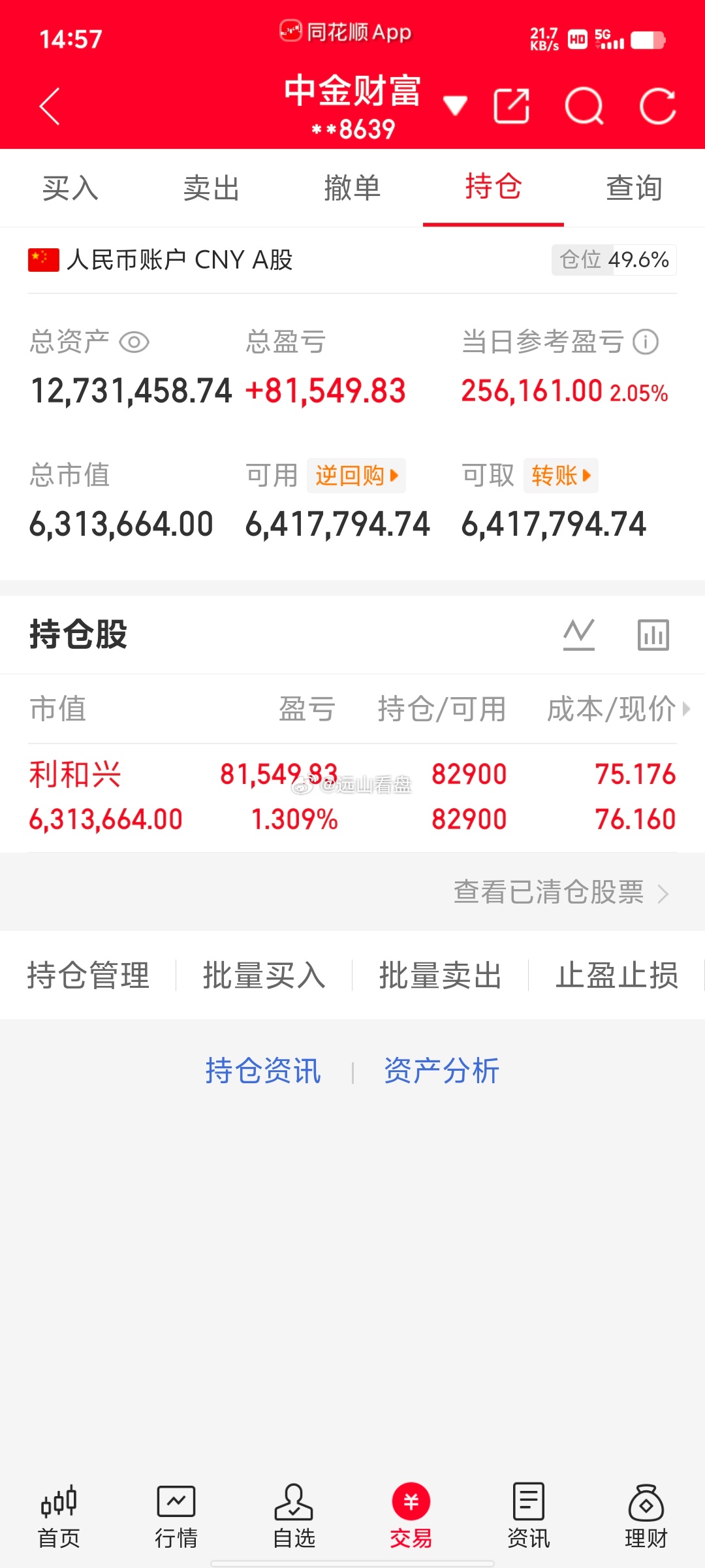 300万本金，目标1年做到1500万，1年翻五倍，欢迎各位前来验证！（第75天）
