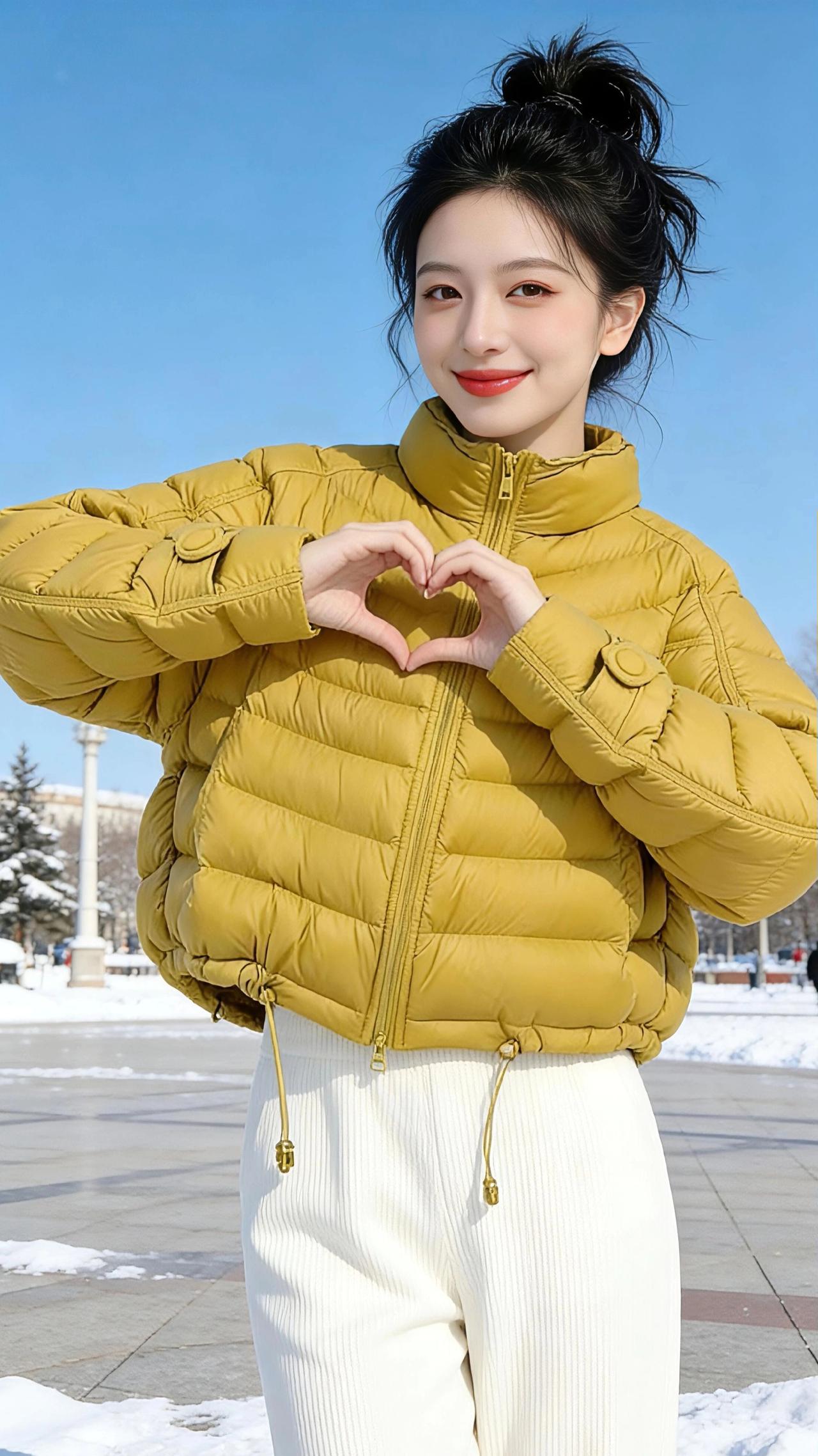 暖黄映雪
 
晴空把冬日的广场洗得透亮，雪像揉碎的棉絮，铺在砖石与枝桠间，落了雪