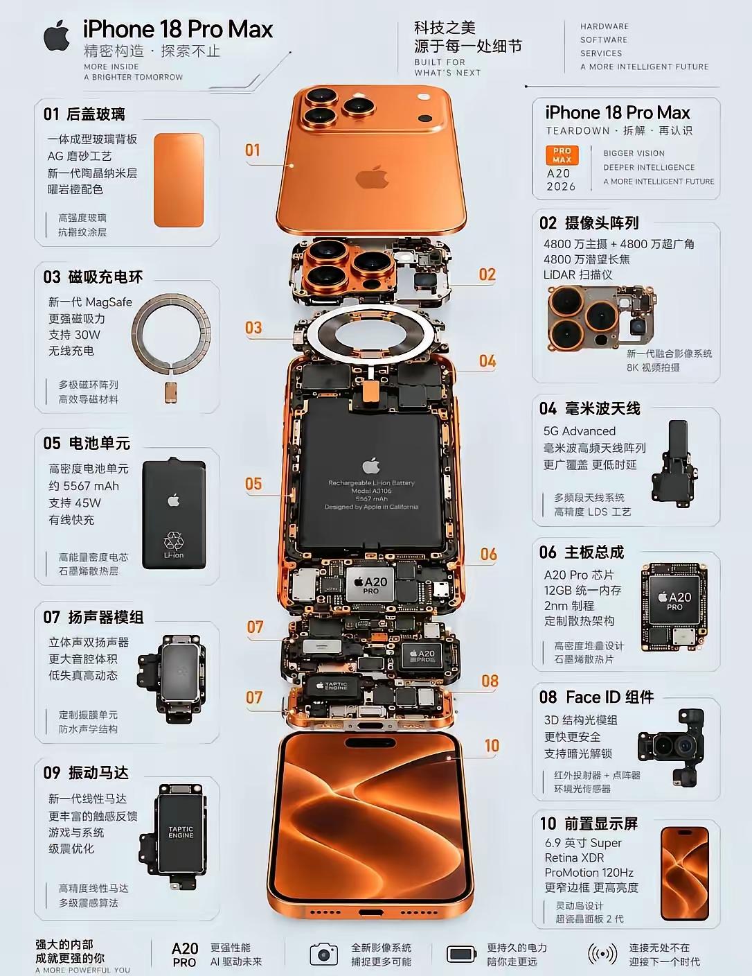很多人看完这张拆解图，直接被iPhone18 Pro Max的内部构造震撼到。整