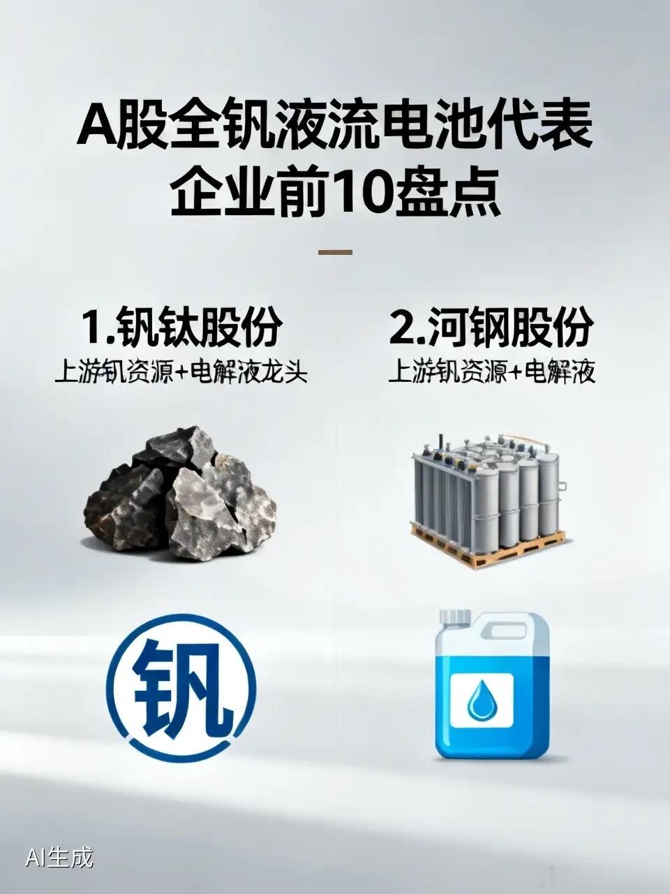 A股全钒液流电池（钒电池）代表企业前10盘点：1. 钒钛股份【上游钒资源+电解液