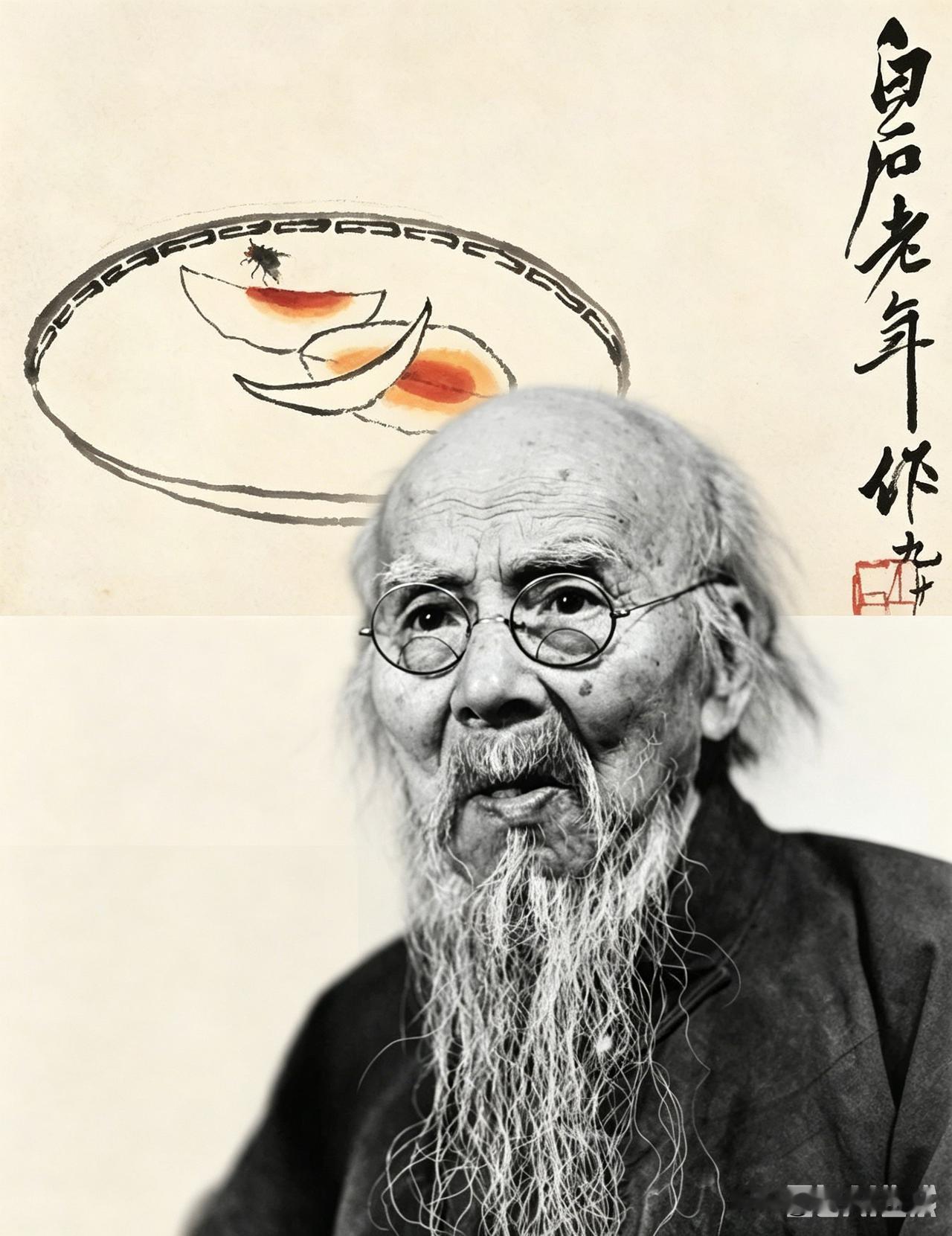1953年，一个年轻人找89岁的齐白石求画，因为润笔费太少。齐白石只提笔画了两片