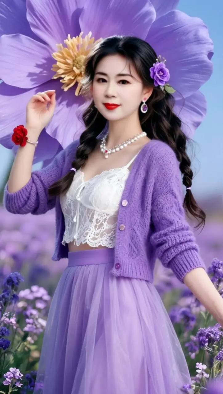 AI紫花田园照 随变ai随便玩