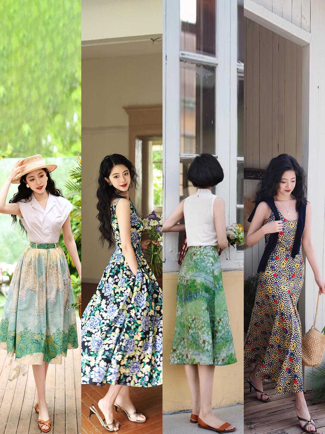 熟龄夏季这么穿，超多裙子look,复古优雅！
油画碎花、清新格纹、温柔大玫瑰印花