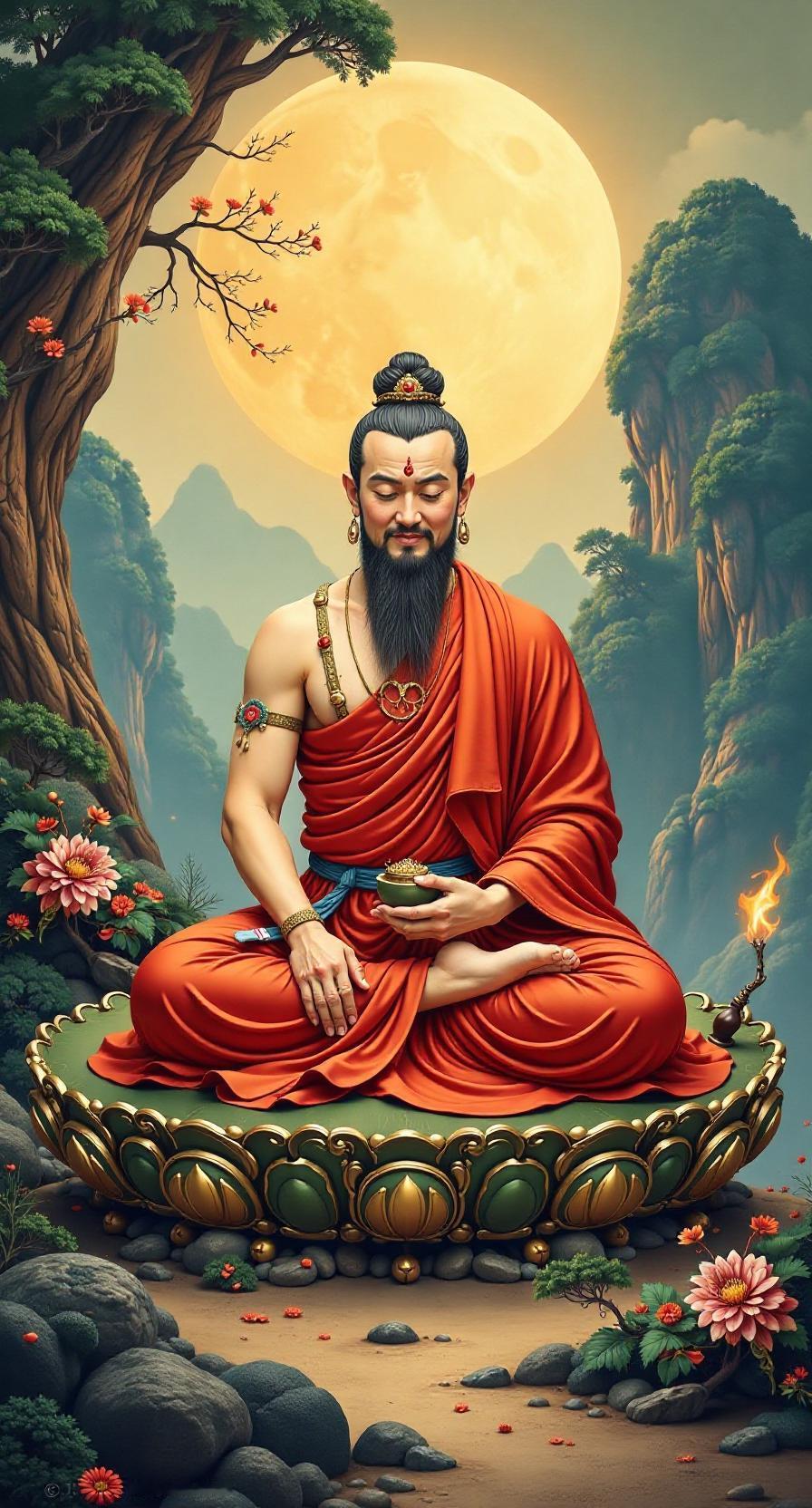 《愣严经》卷七(一)
5
遇清净僧戒律坚，
净衣燃香静坐禅。
诵咒百八声声切，