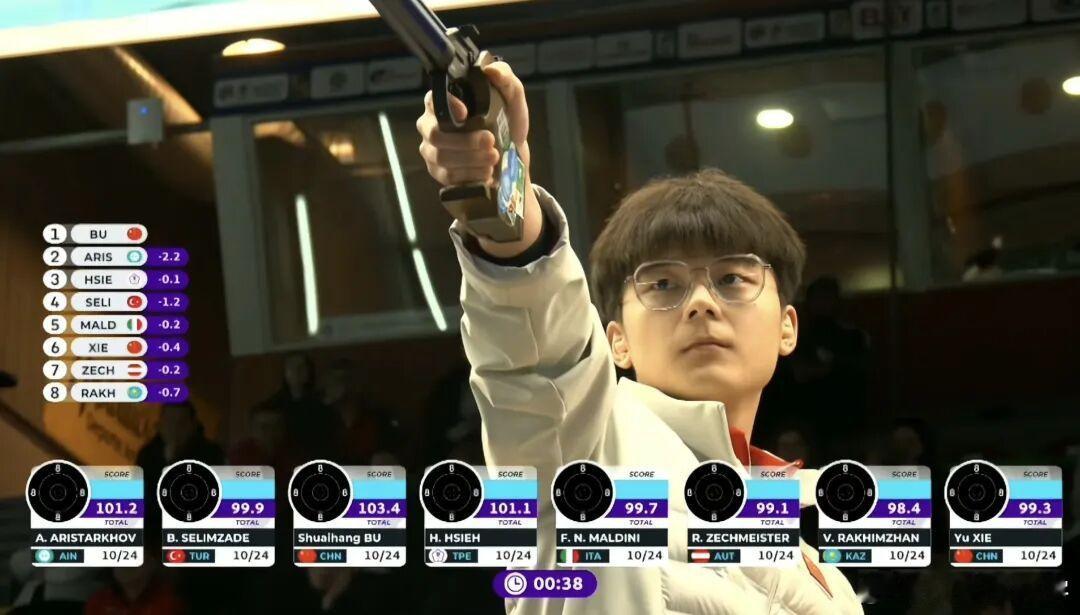 射击世界杯西班牙格拉纳达站，19岁小将布帅航以244.5环夺得男子10米气手枪金