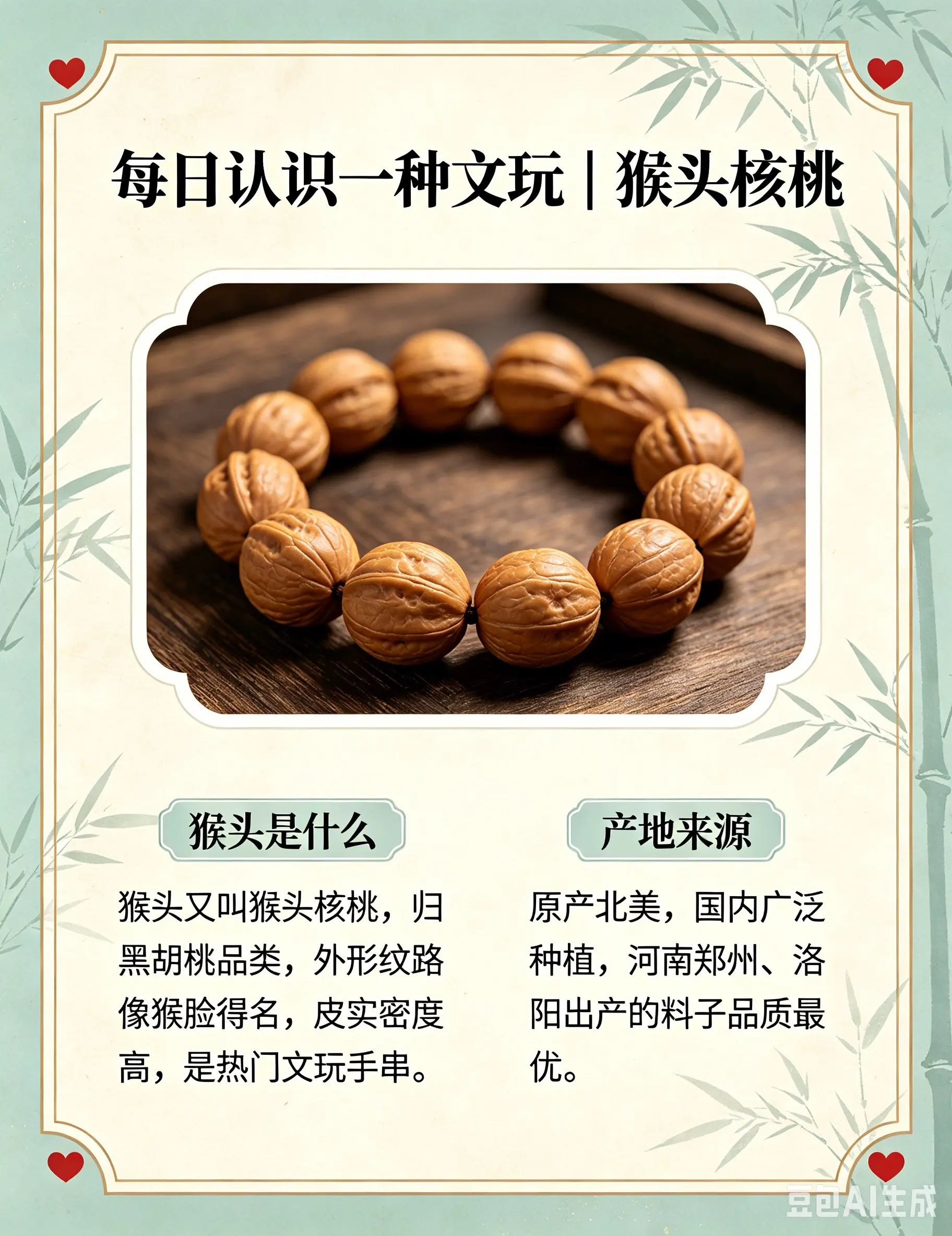 每天认识一种文玩。猴头，猴头又叫猴头核桃