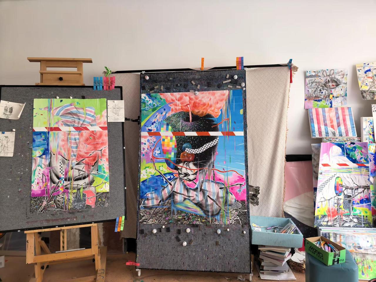 绘画作品《美丽的伤口》工作室，作品《美丽的伤口》，艺术 绘画 当代艺术 艺术家