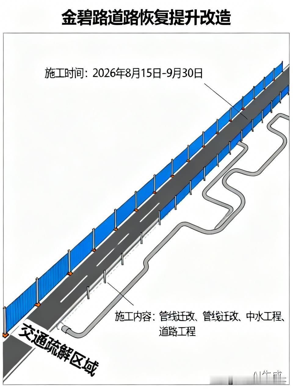 2026年8月15日至9月30日，昆明地铁1号线西北延金碧路将有大动作！为进行道