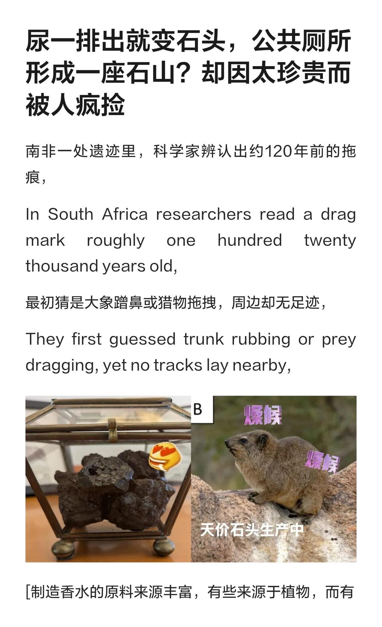 尿一排出就变石头，公共厕所形成一座石山？
天然产物分离 奇怪的知识增加了 一块儿
