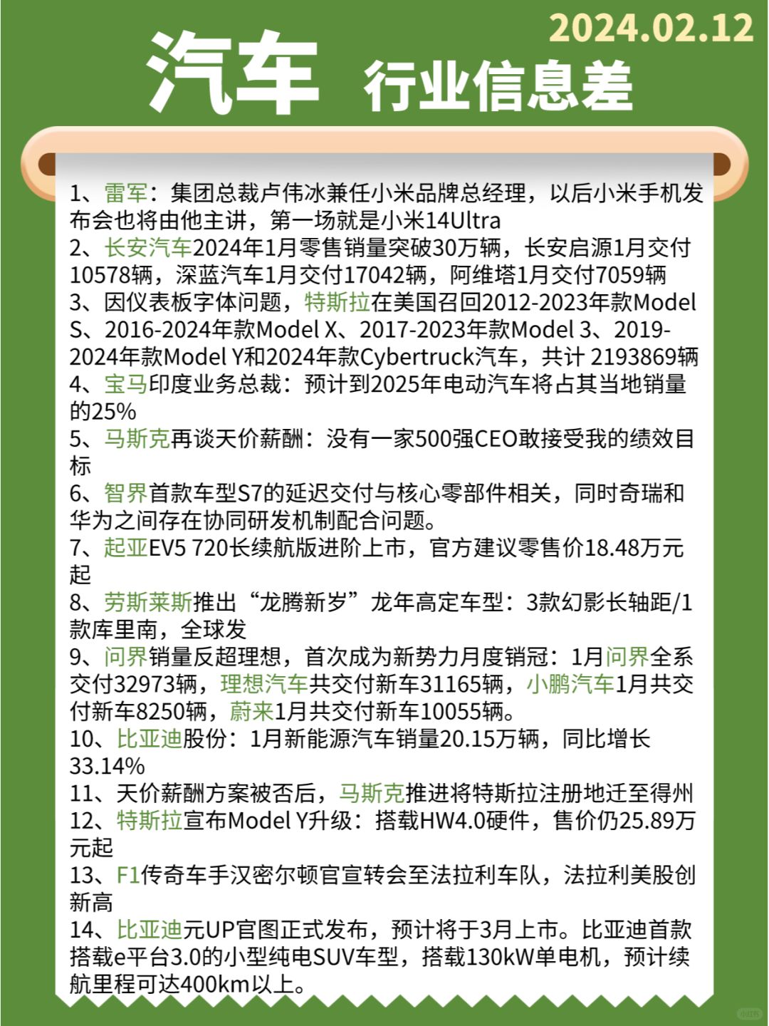 【汽车】行业信息差