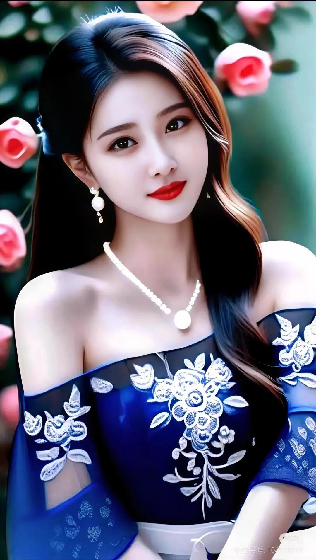 优雅红唇美人，花海中绽放迷人光彩。美娇娘美图分享 欣赏绝世佳人