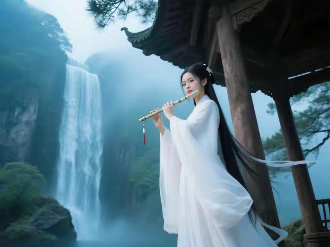 飞练垂空漱玉鸣
危亭抱翠倚云生
松风暗度瑶琴韵
佳人笛声天外音