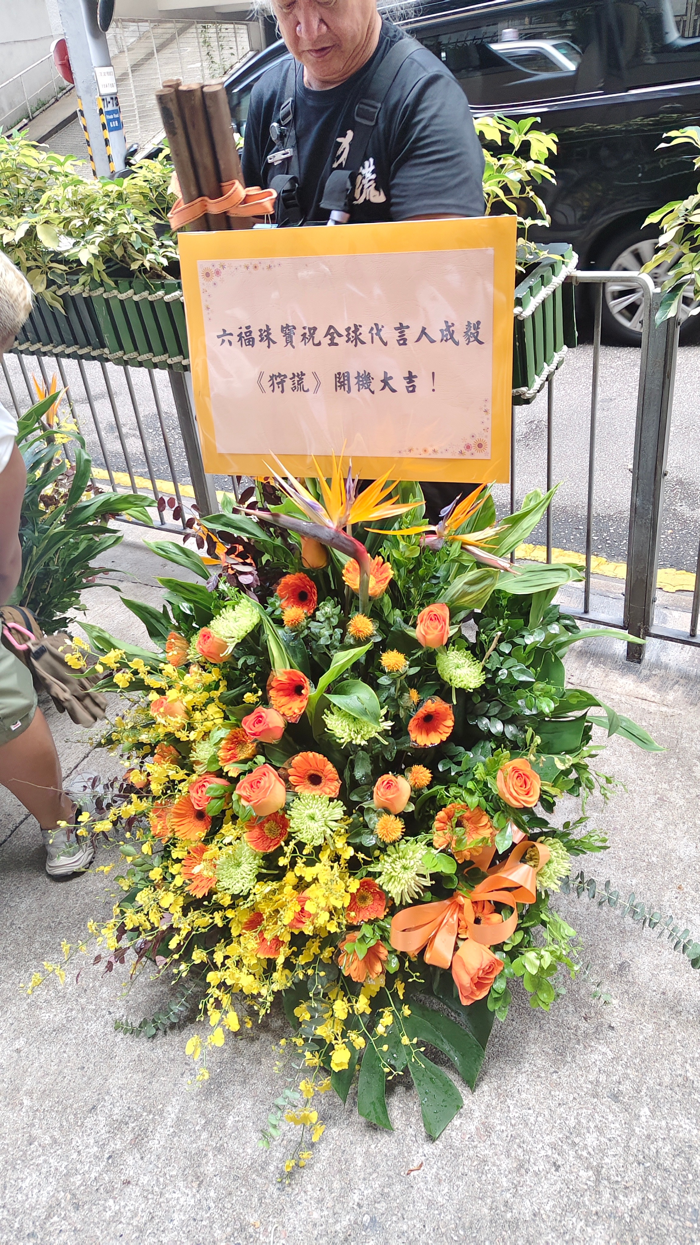 六福珠宝特意送来花篮祝贺，满心期许相伴同行，愿狩谎拍摄顺遂，收视大热成毅狩谎开机