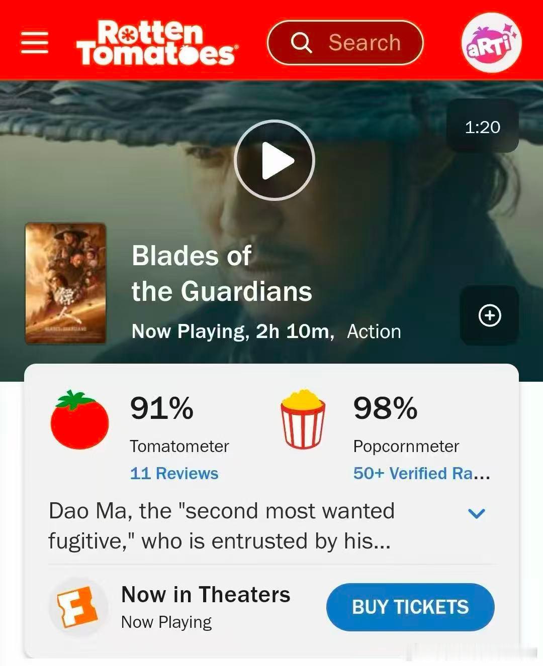 《镖人》海外口碑出炉！烂番茄新鲜度91%，爆米花指数98%，真真切切落泪了 春节
