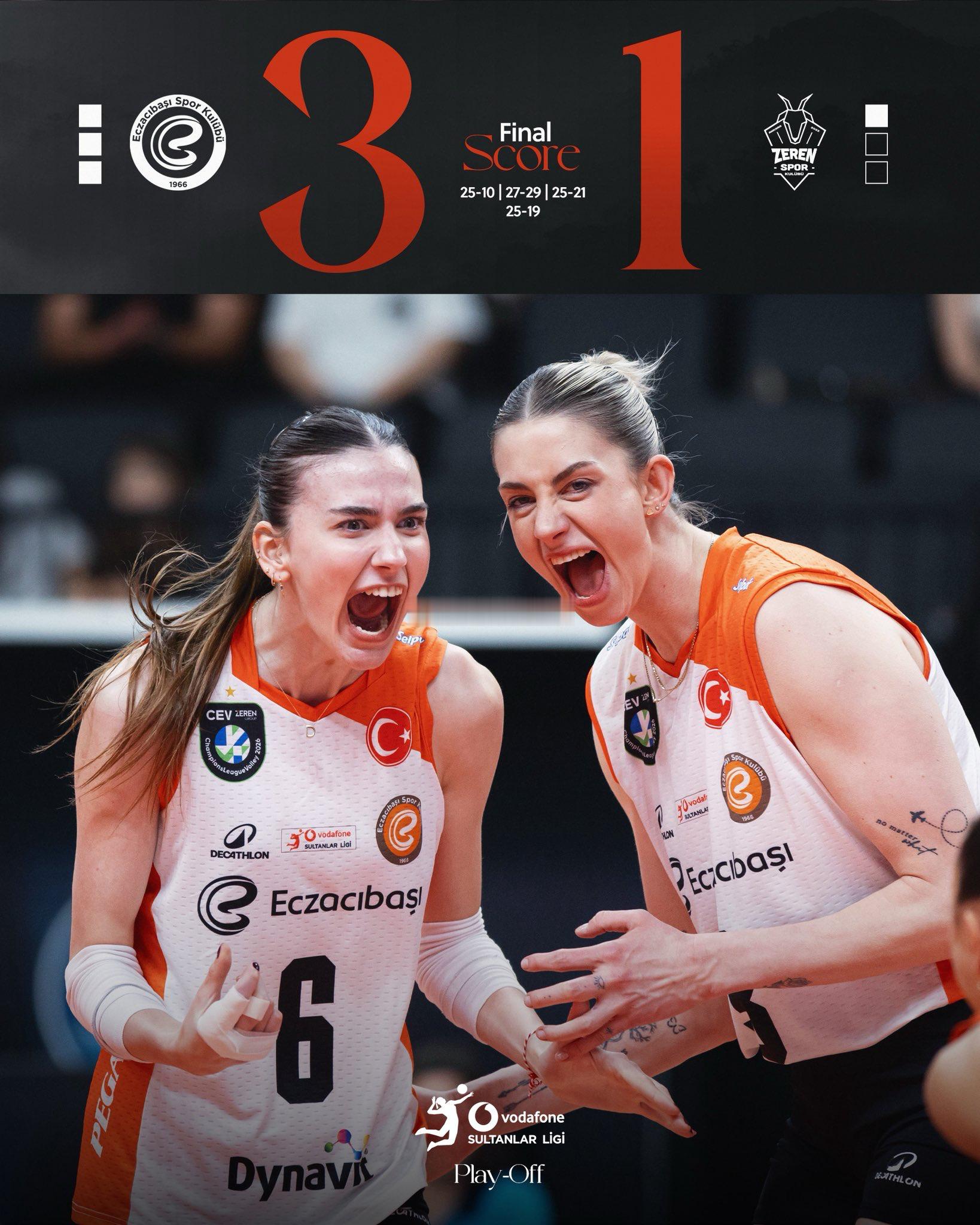 2025-2026土耳其女排超级联赛季军赛首回合，伊萨奇巴希女排3-1（25-1
