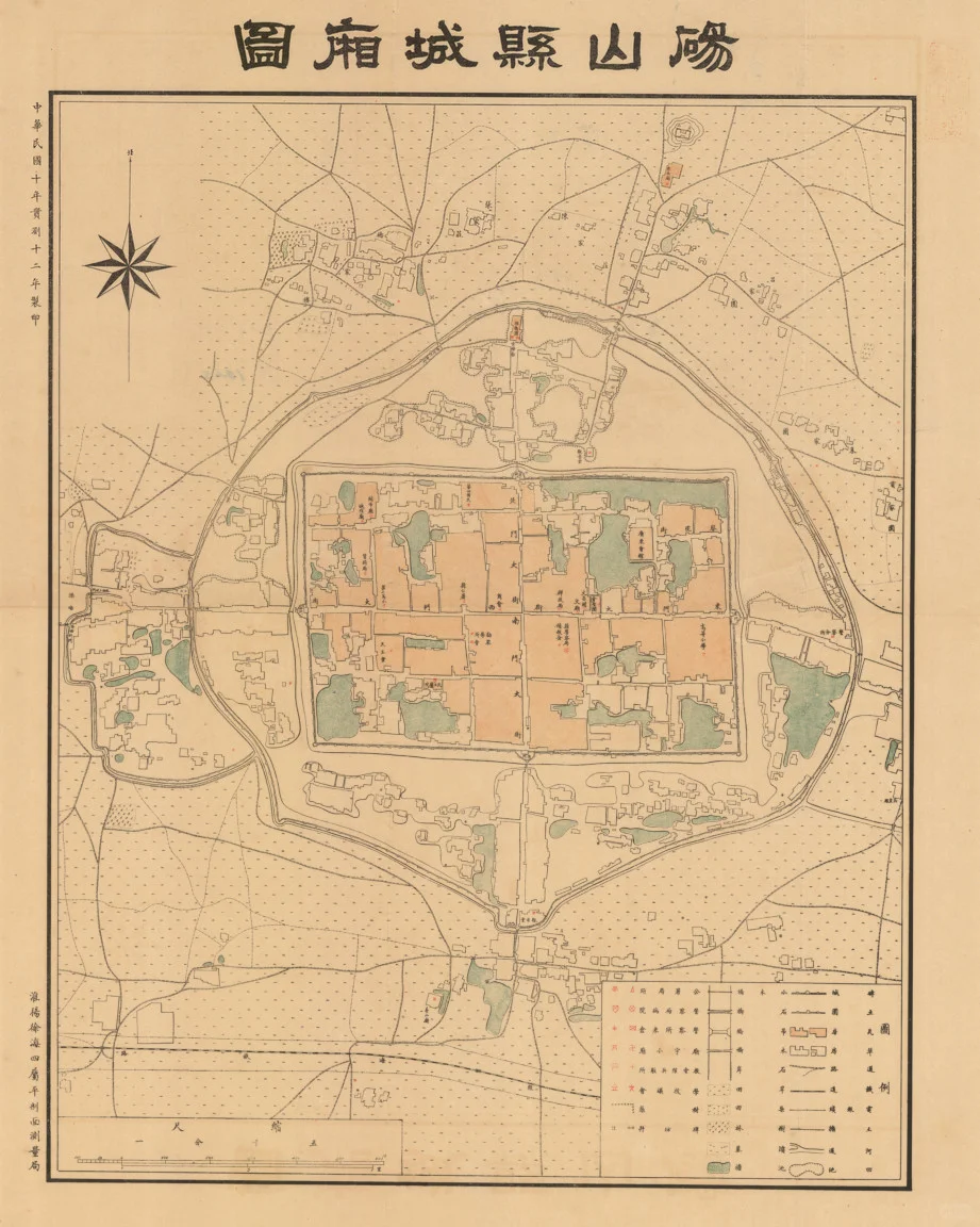 1923年砀山县城厢图 民国老地图