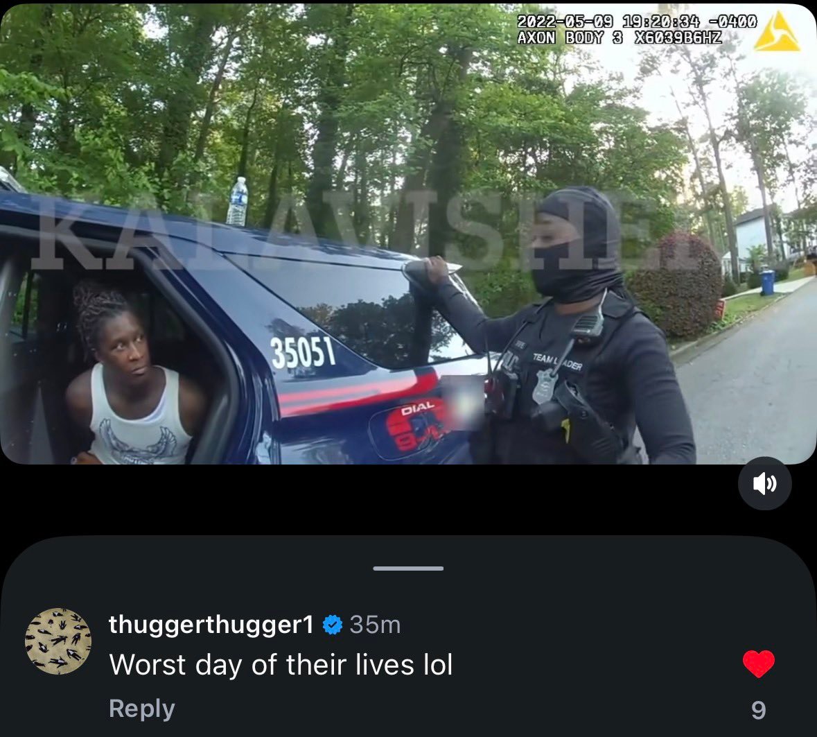 在被捕过程视频被发到网上后，Young Thug 出现在视频评论区：“Worst