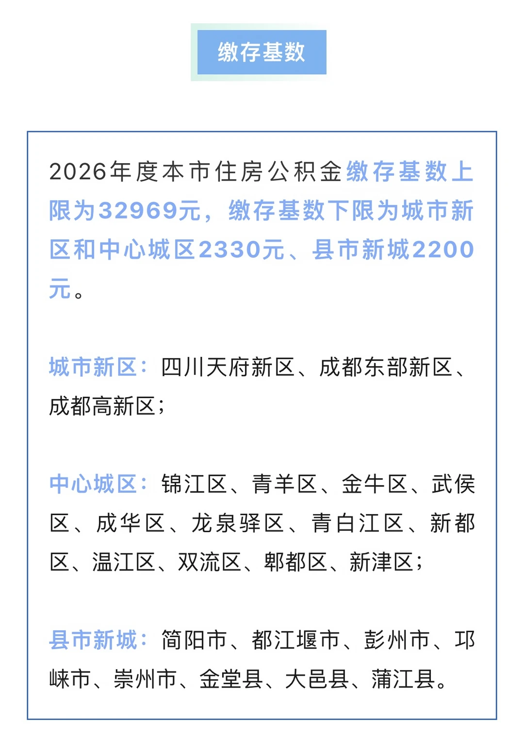 2026年度住房公积金缴存基数调整